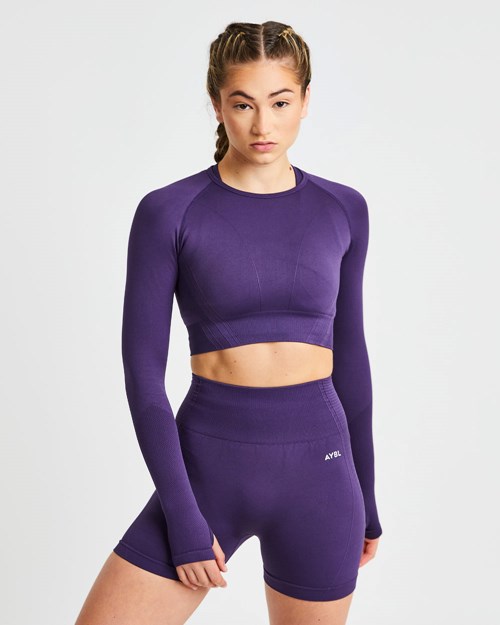 AYBL Balance V2 Seamless Long Sleeve Crop Top Lila | 28016-PYMJ