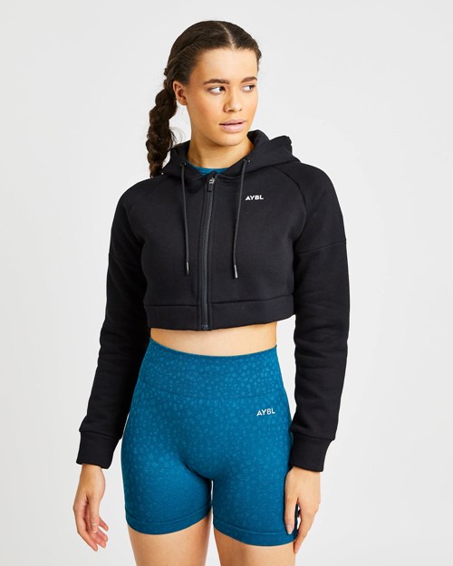 AYBL Beyond Crop Zip Hoodie Schwarz | 96820-ZSJN