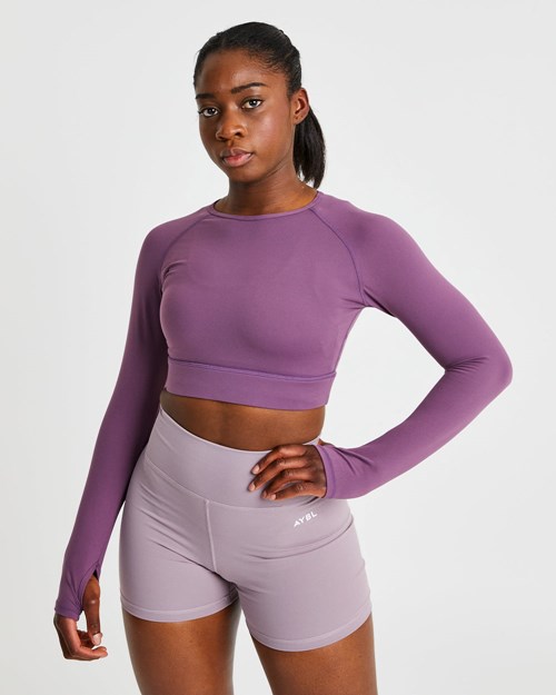 AYBL Core Long Sleeve Crop Top Lila | 79620-RKXO