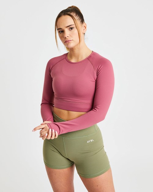 AYBL Core Long Sleeve Crop Top Rot | 27186-KHPG