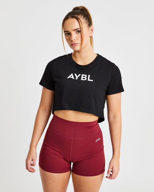 AYBL Crop T Shirt Schwarz | 71842-PUQD