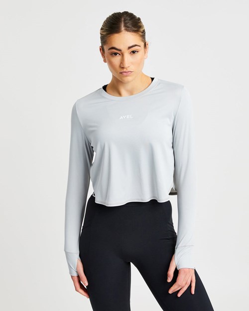 AYBL Define Long Sleeve Crop T Grau | 85730-RLSQ