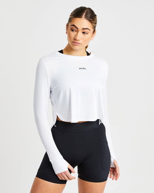 AYBL Define Long Sleeve Crop T Weiß | 71526-WIXR