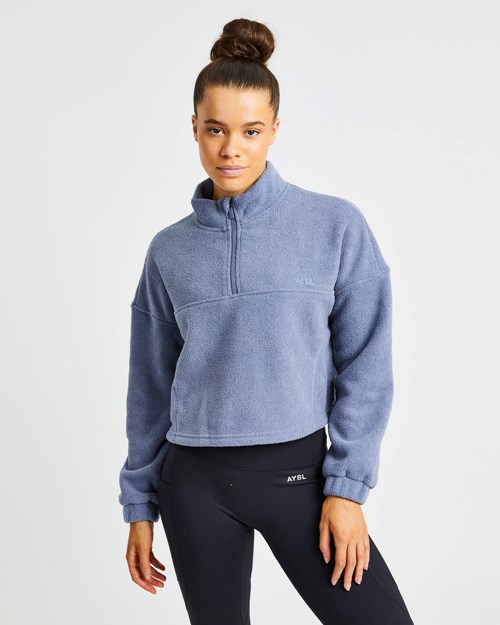 AYBL Effortless Oversized Cropped Fleece Blau | 16582-LUSE