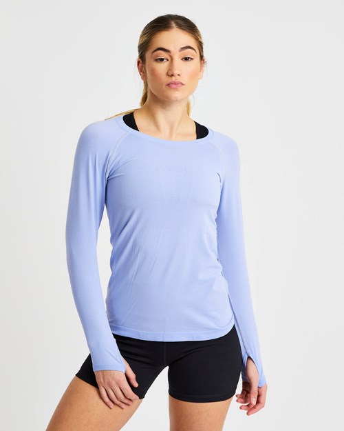 AYBL Embrace Seamless Long Sleeve T Shirt Blau | 31625-QLGH