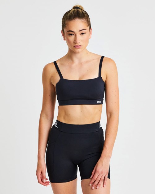 AYBL Essential Bandeau Sports Bra Schwarz | 61328-IPVZ