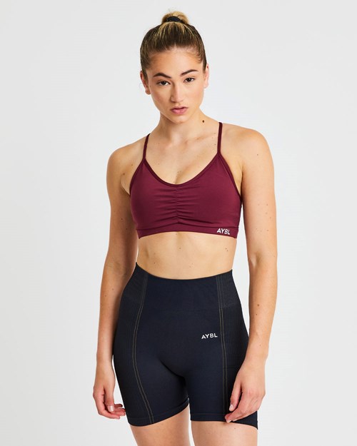 AYBL Essential Ruched Sports Bra Bordeaux | 15439-QMNC