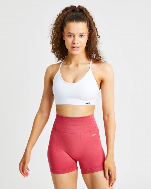 AYBL Essential V Neck Sports Bra Weiß | 92874-ENCS