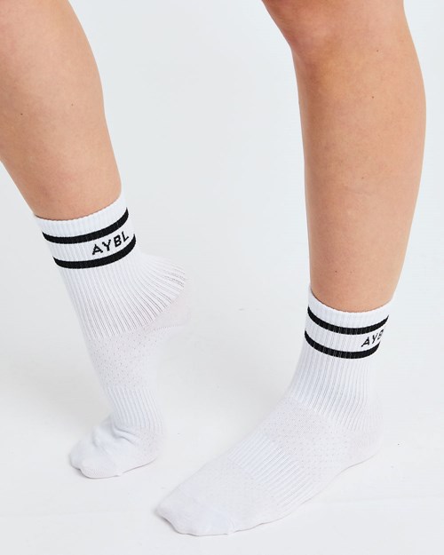 AYBL Everyday Double Stripe Crew Socks (3 Pack) Weiß | 31982-ODSK