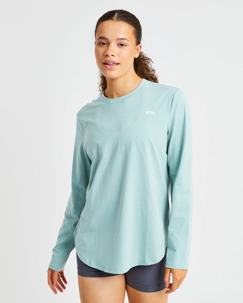 AYBL Everyday Oversized Long Sleeve T Shirt Soft Sage | 24089-DHBS