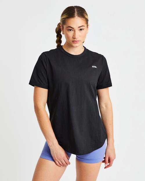 AYBL Everyday Oversized T Shirt Schwarz | 16583-CQNZ