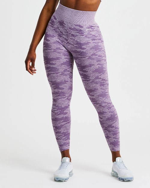 AYBL Evolve Camo Seamless Leggings Plum | 16329-MTCD