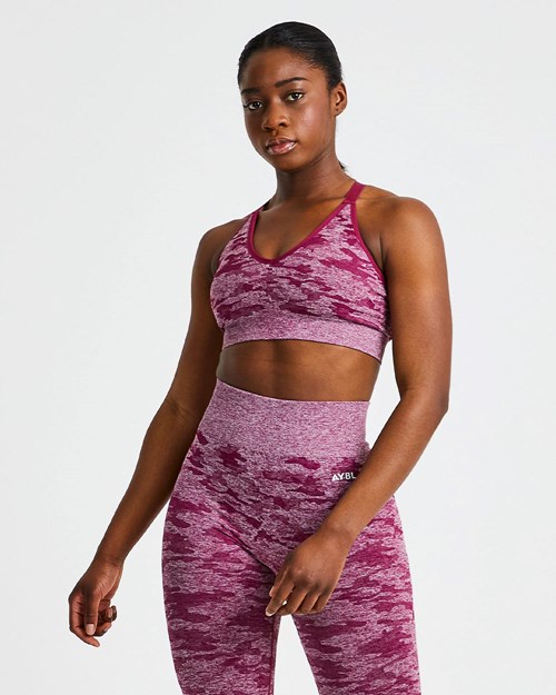 AYBL Evolve Camo Seamless Sports Bra Bordeaux | 60318-SQGJ