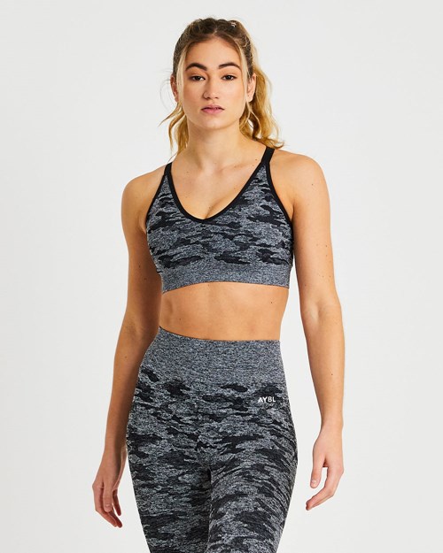 AYBL Evolve Camo Seamless Sports Bra Schwarz | 36540-AYRB