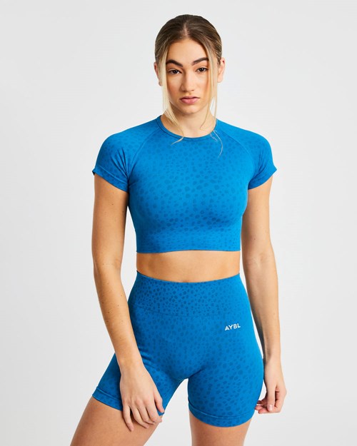 AYBL Evolve Speckle Seamless Crop Top Blau | 79406-XMHQ