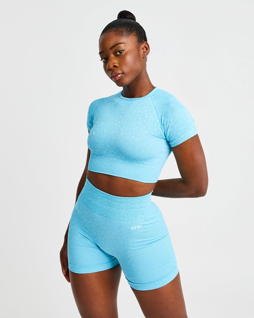 AYBL Evolve Speckle Seamless Crop Top Hellblau | 36542-MPTQ