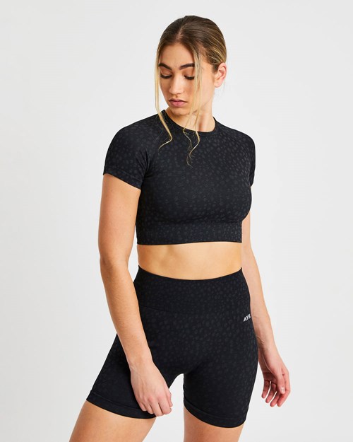 AYBL Evolve Speckle Seamless Crop Top Schwarz | 58146-WGDH