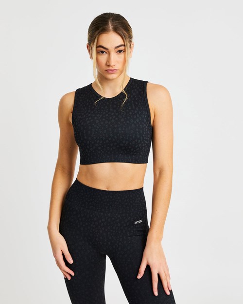 AYBL Evolve Speckle Seamless Crop Vest Schwarz | 90168-WPNQ