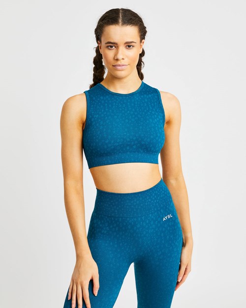 AYBL Evolve Speckle Seamless Crop Vest Teal | 84052-OQJB