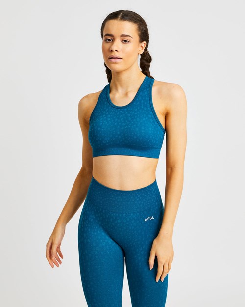 AYBL Evolve Speckle Seamless Sports Bra Teal | 36049-AXDC