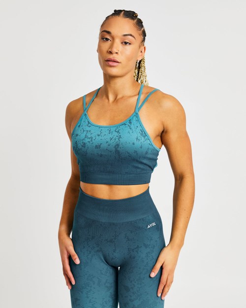 AYBL Flare Seamless Sports Bra Teal | 72038-TUVG