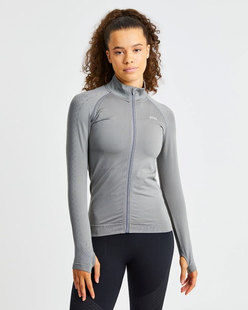 AYBL Ignite Seamless Zip Jacket Grau | 85061-SFZT