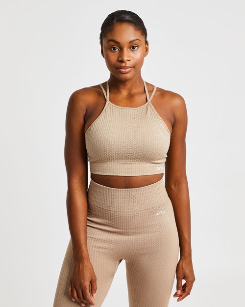 AYBL Luxe Seamless Crop Tank Top Mocha | 79086-HPCB