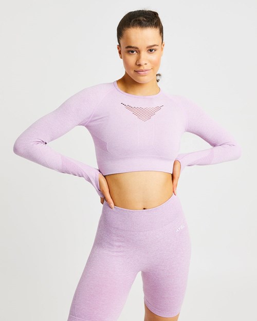 AYBL Motion Seamless Long Sleeve Crop Top Rosa | 68924-TFBJ