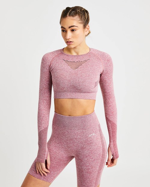 AYBL Motion Seamless Long Sleeve Crop Top Rot | 91204-FQBU