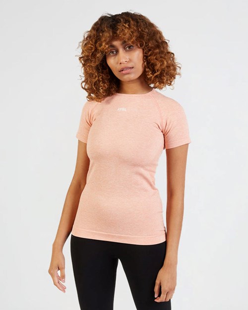 AYBL Motion Seamless T Shirt Peach | 94208-MFKD