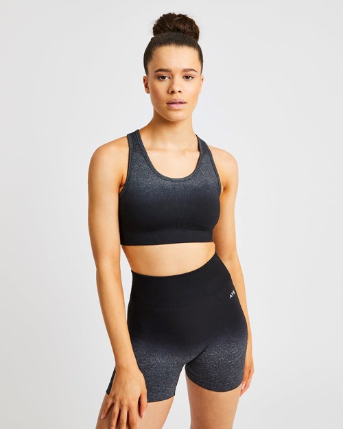 AYBL Pulse Ombré Seamless Sports Bra Black/Grey | 31056-MANW