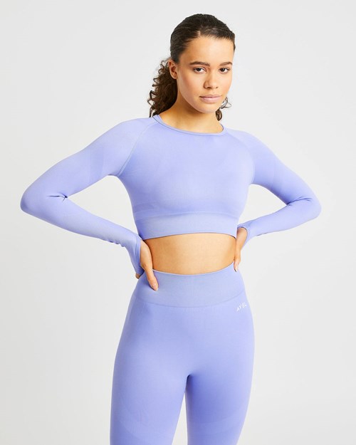 AYBL Reform Seamless Long Sleeve Crop Top Lila | 61487-QSNV