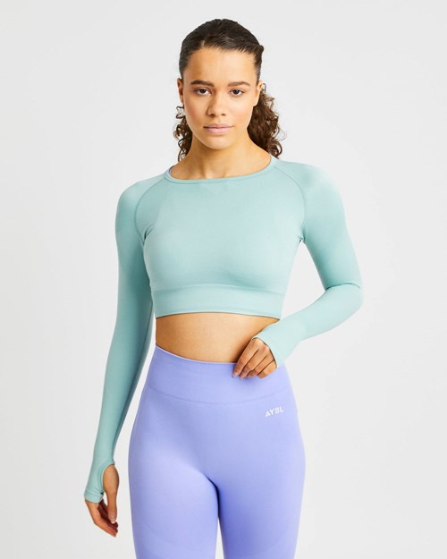 AYBL Reform Seamless Long Sleeve Crop Top Grün | 82305-TDMY