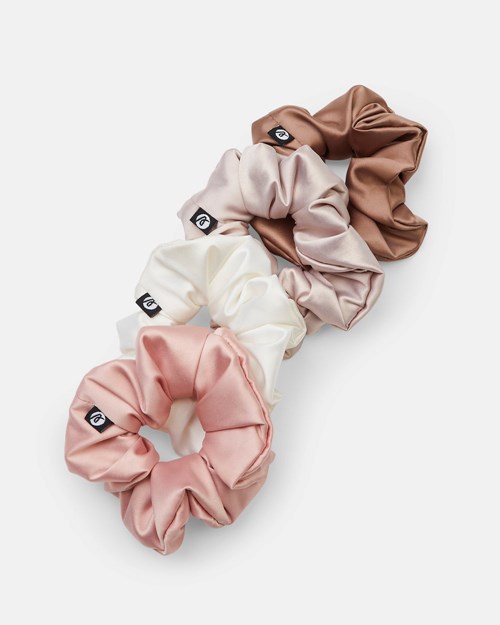 AYBL Scrunchie 4 Pack White/Champagne/Pink/Mocha | 61497-ZDPS