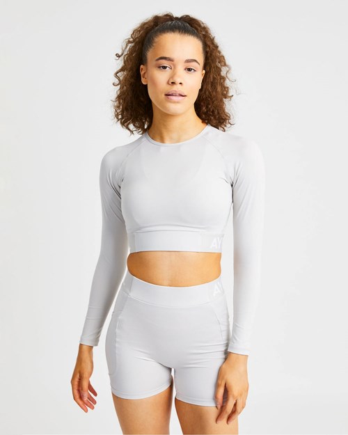 AYBL Sport Long Sleeve Crop Top Beige | 13758-OTRM