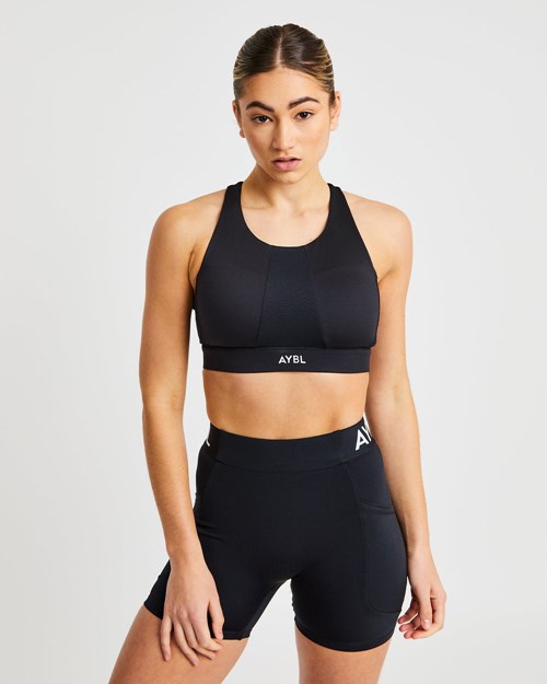 AYBL Sportive High Neck Sports Bra Schwarz | 31982-VJBR