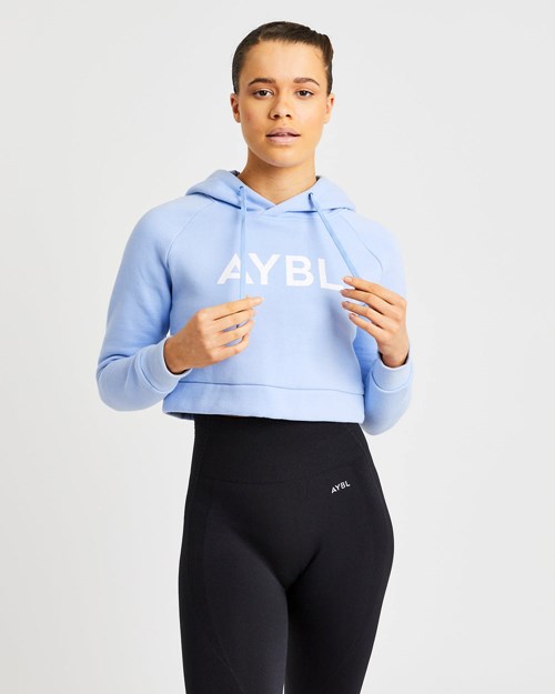 AYBL Staple Crop Hoodie Blau | 47530-PDAR