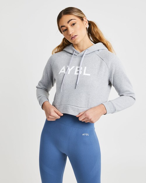 AYBL Staple Crop Hoodie Hellgrau | 64130-DSVH