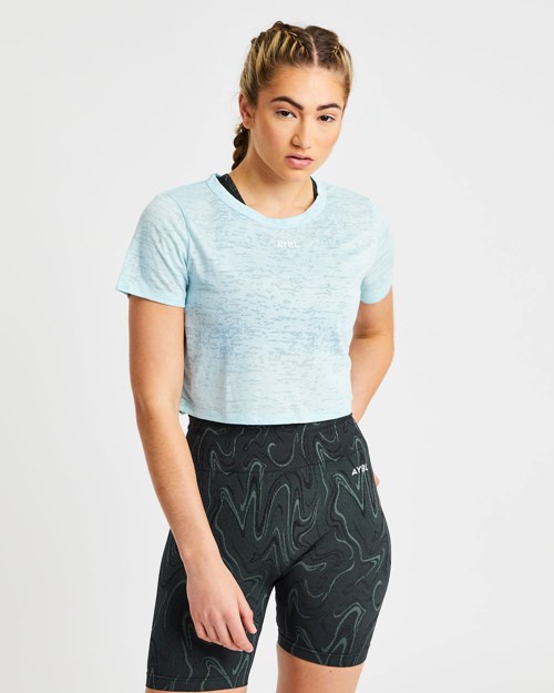 AYBL Velocity Crop T Shirt Blau | 10794-KJXI