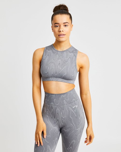 AYBL Velocity Seamless Crop Vest Grau | 60859-VQOL