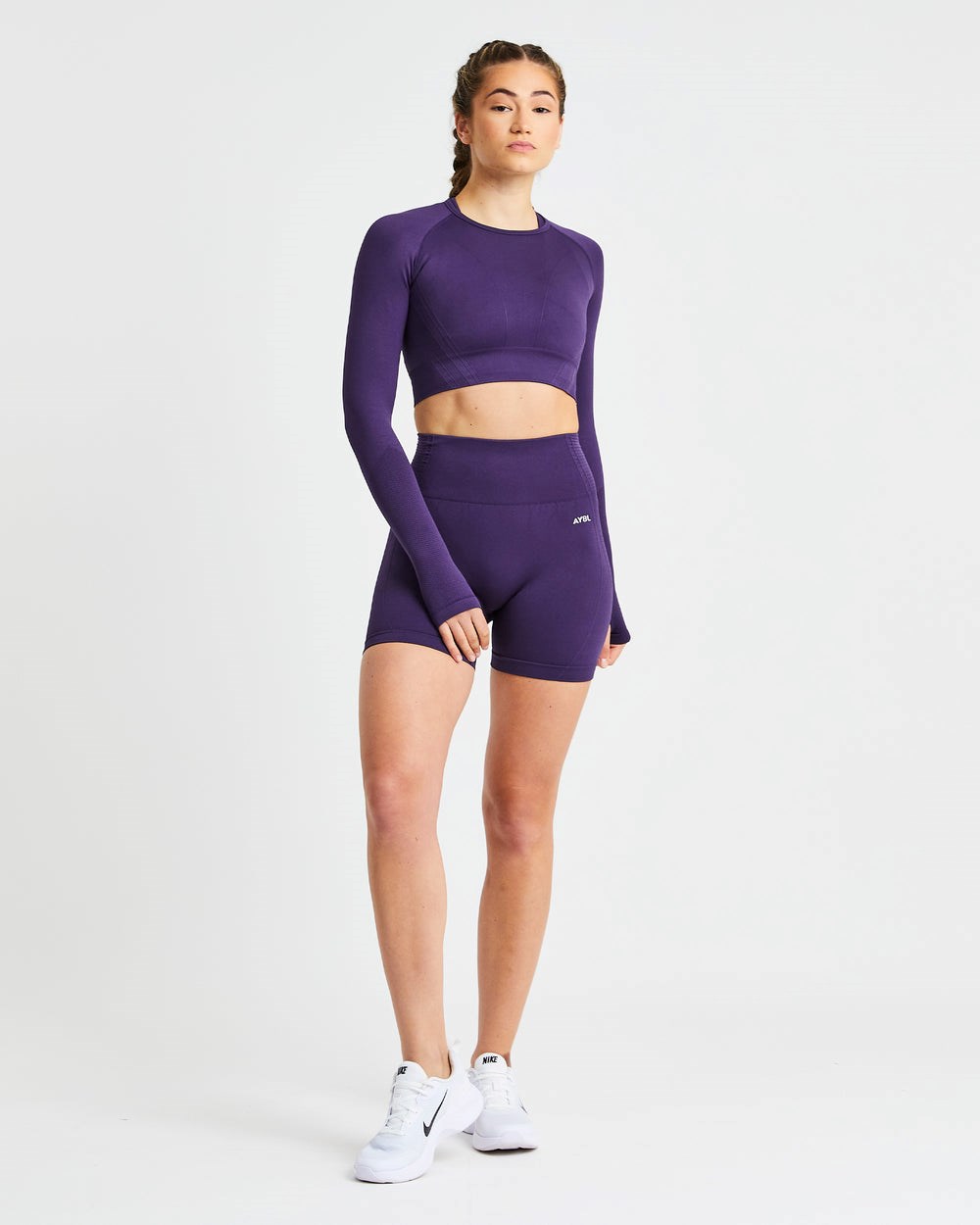 AYBL Balance V2 Seamless Long Sleeve Crop Top Lila | 15796-PMHA