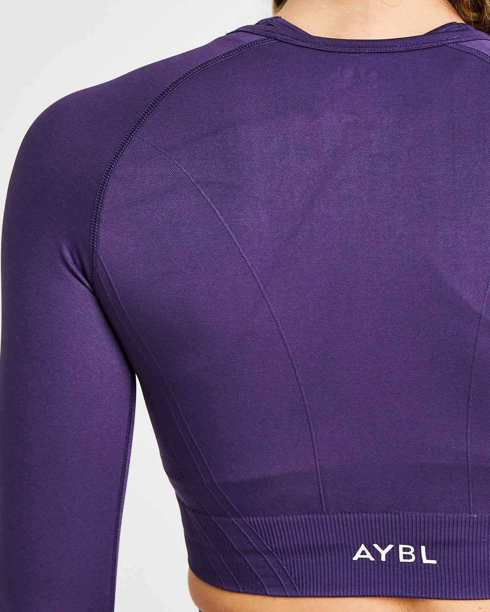 AYBL Balance V2 Seamless Long Sleeve Crop Top Lila | 15796-PMHA