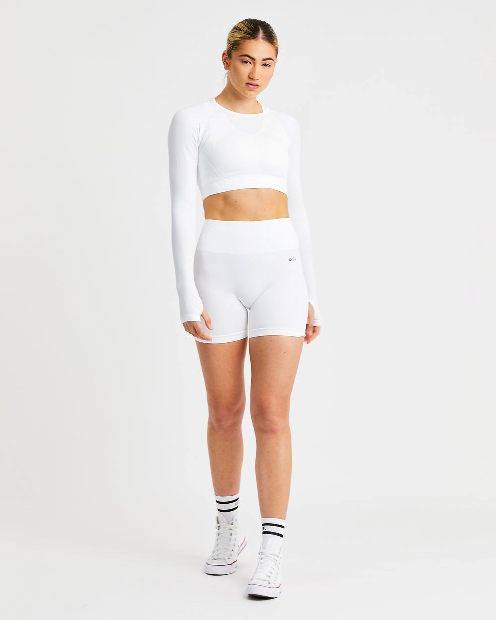 AYBL Balance V2 Seamless Long Sleeve Crop Top Weiß | 15863-VYAM