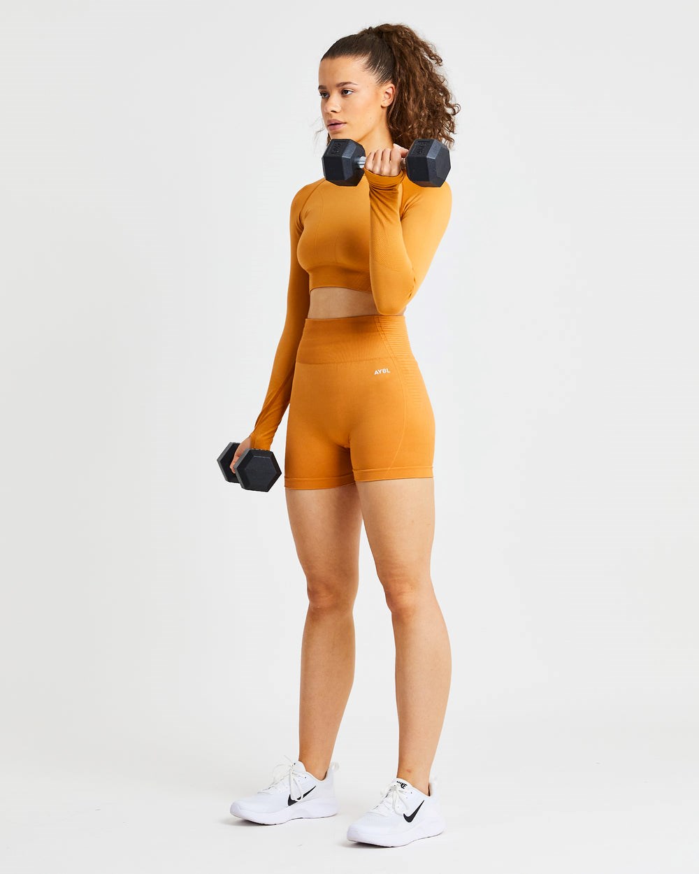 AYBL Balance V2 Seamless Long Sleeve Crop Top Orange | 17934-QUWS