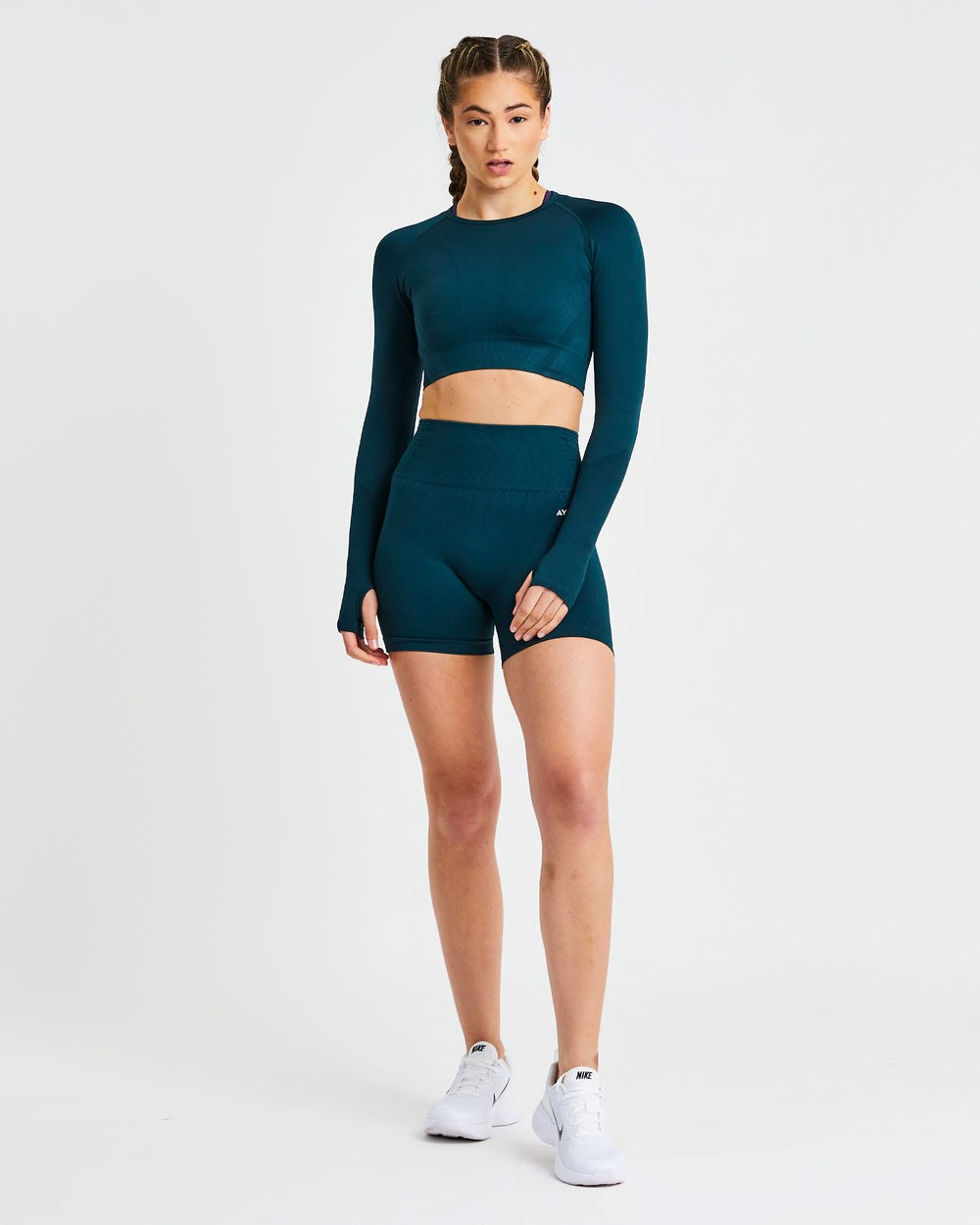 AYBL Balance V2 Seamless Long Sleeve Crop Top Grün | 24659-EXJW