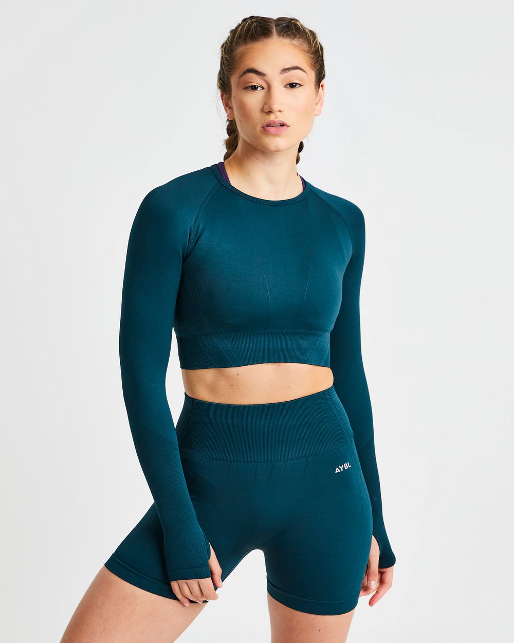 AYBL Balance V2 Seamless Long Sleeve Crop Top Grün | 24659-EXJW