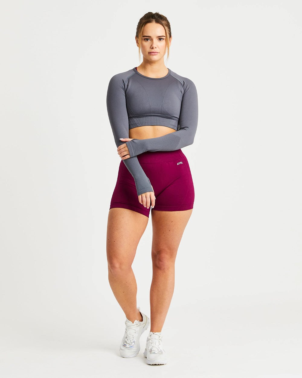 AYBL Balance V2 Seamless Long Sleeve Crop Top Grau | 34506-WUTH