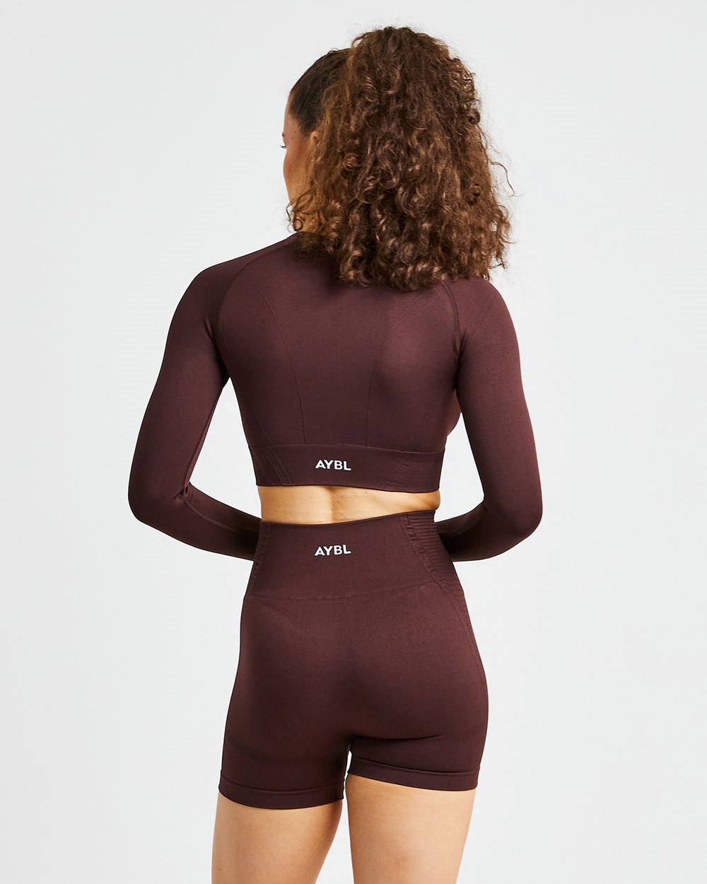 AYBL Balance V2 Seamless Long Sleeve Crop Top Schokolade Braun | 71583-NHJI