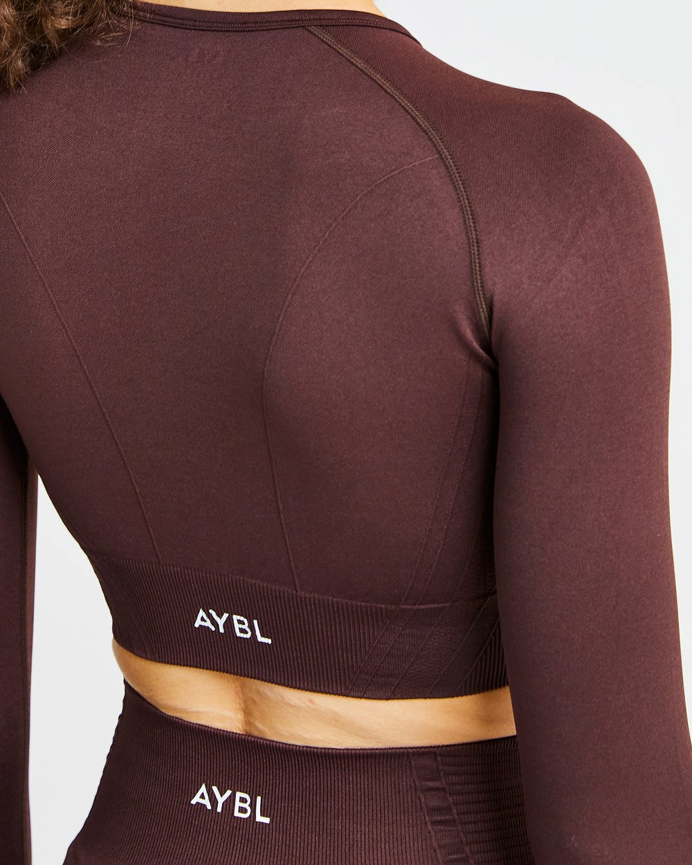 AYBL Balance V2 Seamless Long Sleeve Crop Top Schokolade Braun | 71583-NHJI