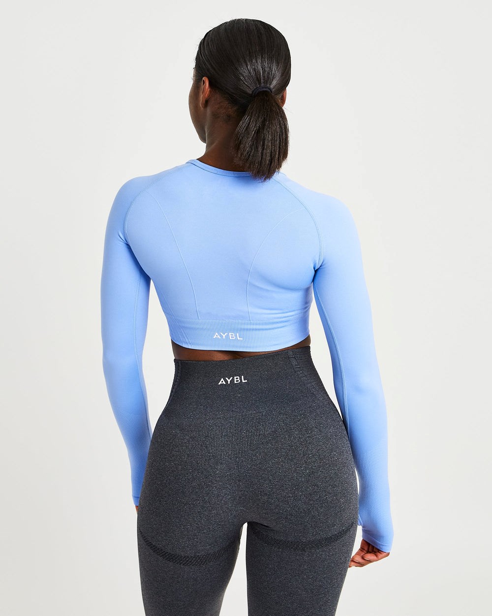 AYBL Balance V2 Seamless Long Sleeve Crop Top Blau | 85427-ZCDQ